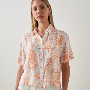 Rails NEW Payton Button Up Shirt in Orange Painted Fruit Print- Size XXS